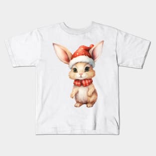 American Hare in Santa Hat Kids T-Shirt